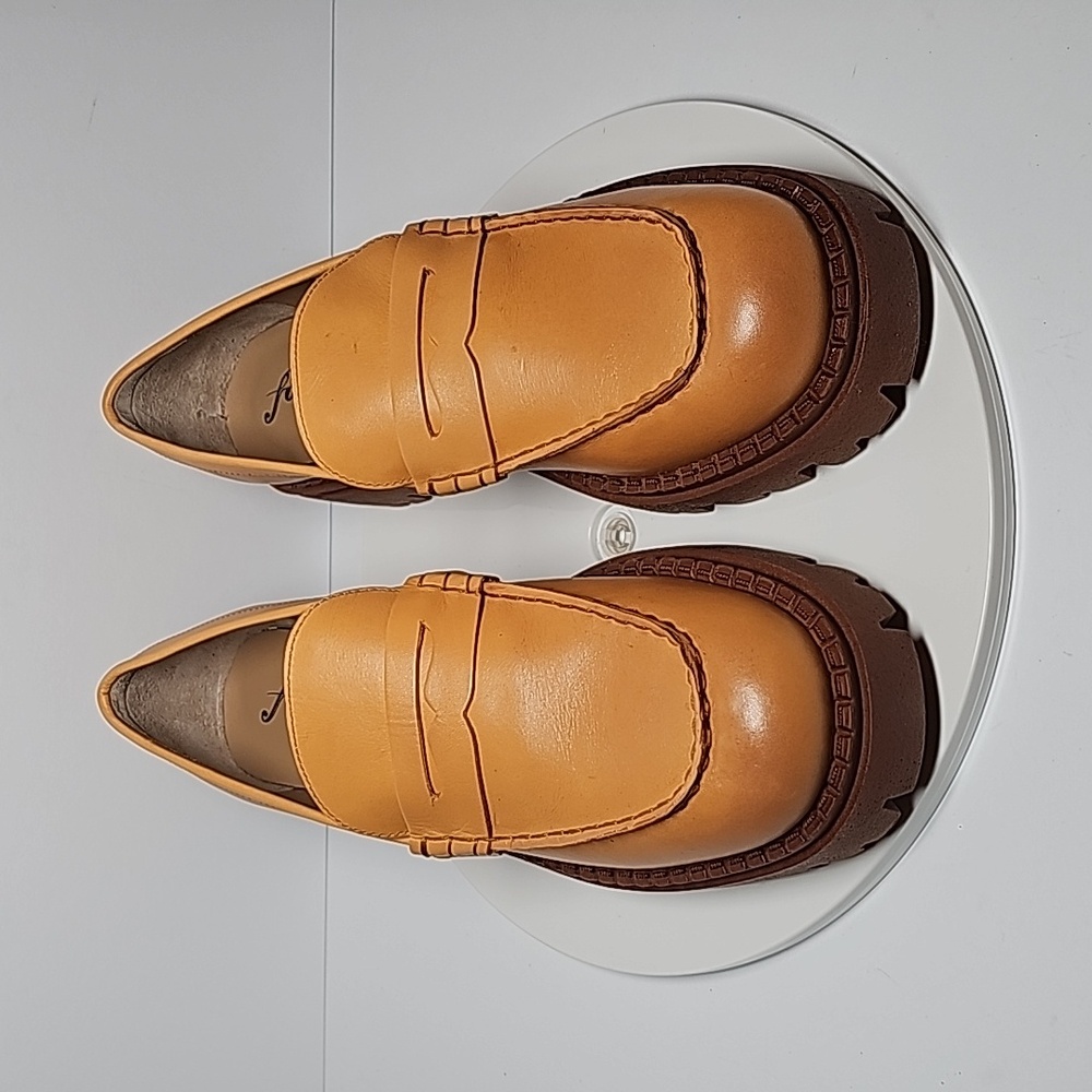 NWOT Free People Lyra Brown Leather Platform Penny Loafer Sz 41 Lug Sole Slip On - Picture 4 of 16